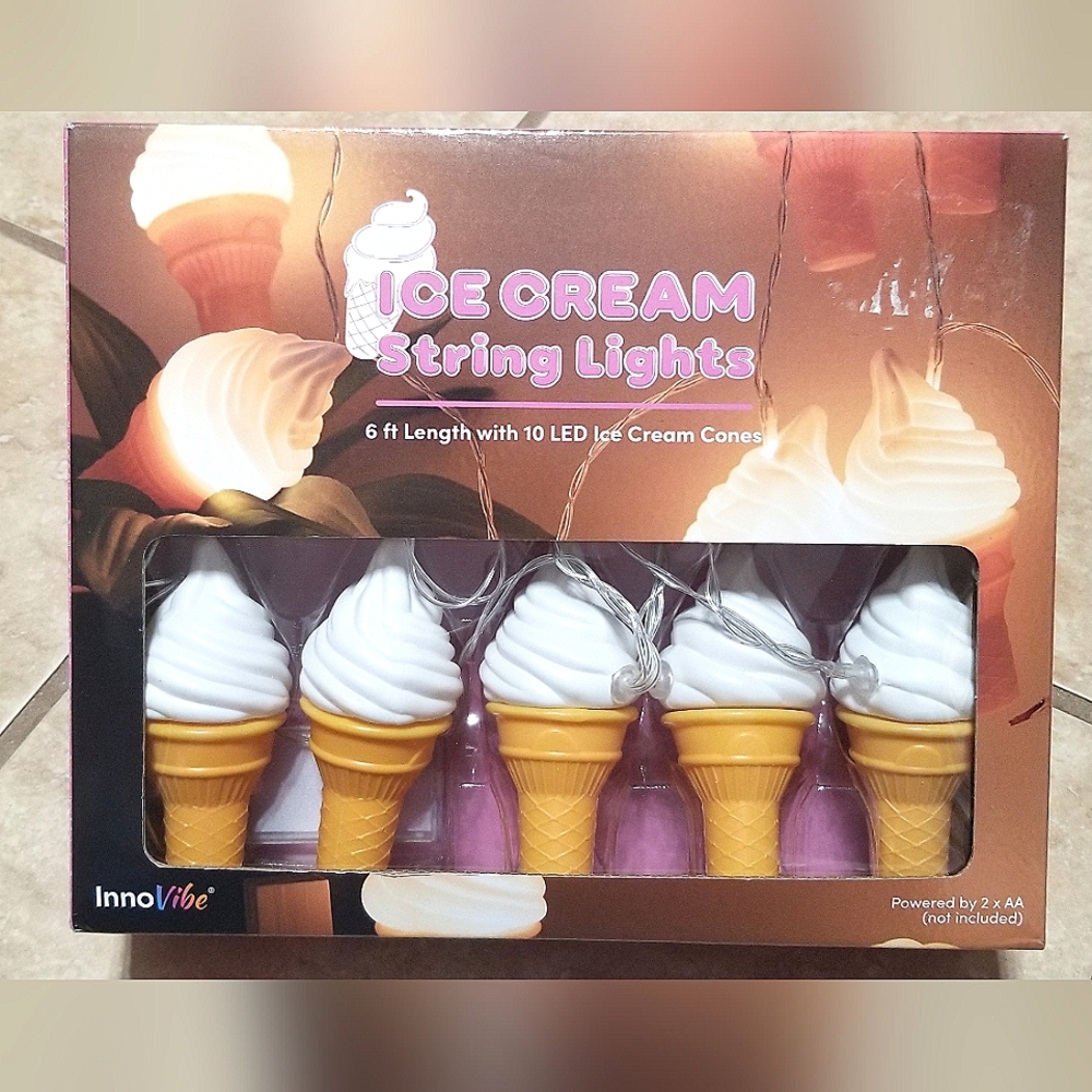 InnoVibe 10 LED Ice Cream Cones String Lights (6ft Long)